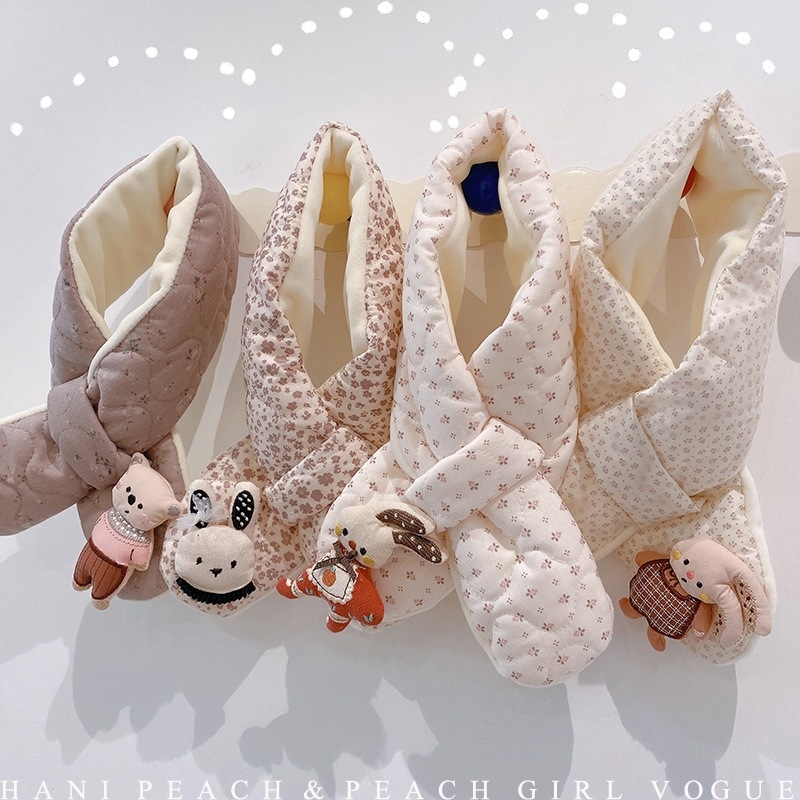 Koreai stílusú virágos gyerek sál, kézzel készített, melegen tart, téli szezon, Hangzhou eredet, Haning Peach márka