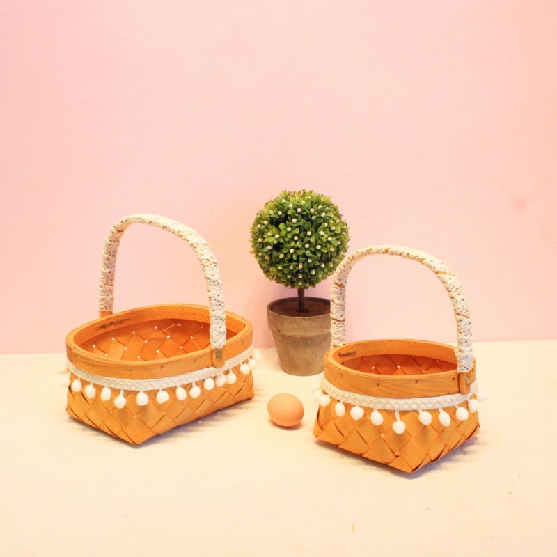 Ръчно тъкана мини кошничка за плодове – реквизит за снимки, детска кошничка за цветя, модерен минималистичен стил (ръчно тъкана; за плодове; реквизит за снимки; детска кошничка за цветя; модерен минималистичен стил)