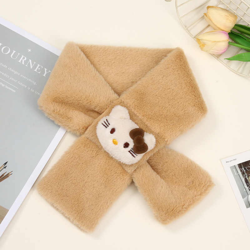 Gyerekeknek való sál műnyúl szőrrel, vastag bolyhos meleg, téli stílus, aranyos karikatúra dizájn