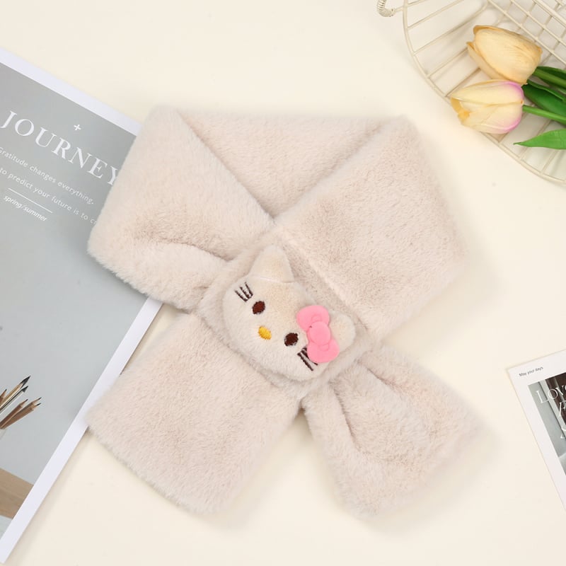 Gyerekeknek való sál műnyúl szőrrel, vastag bolyhos meleg, téli stílus, aranyos karikatúra dizájn