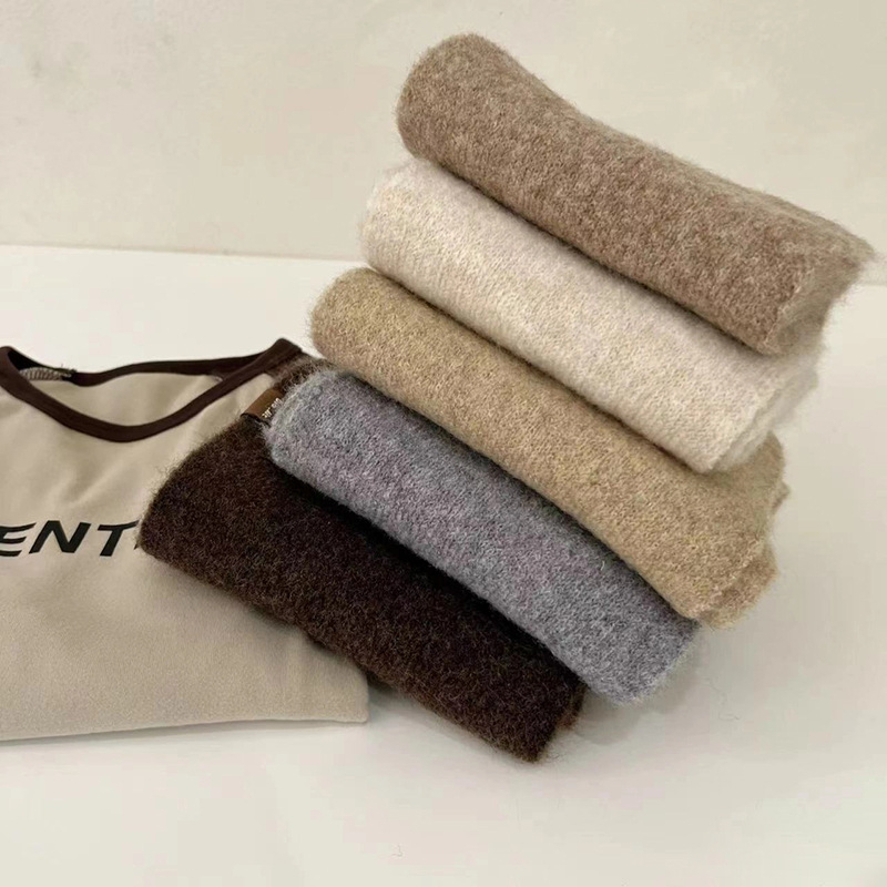 Vaikų šalikas Korėjos stiliumi, vilnos-akrilo mišinio, storas ir šiltas rudens–žiemos sezonai, vieno atspalvio dizainas