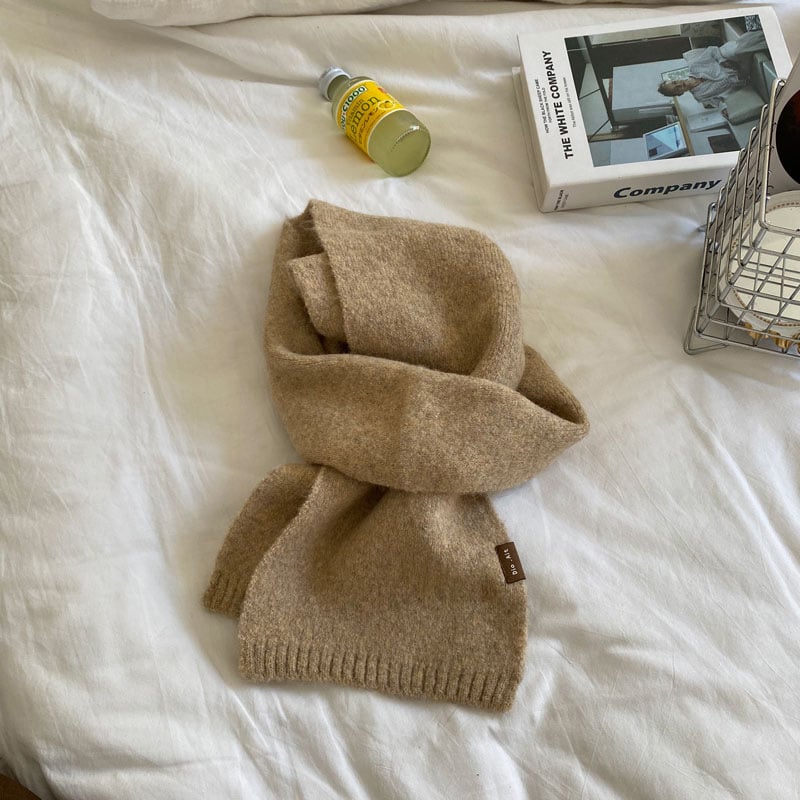 Vaikų šalikas Korėjos stiliumi, vilnos-akrilo mišinio, storas ir šiltas rudens–žiemos sezonai, vieno atspalvio dizainas