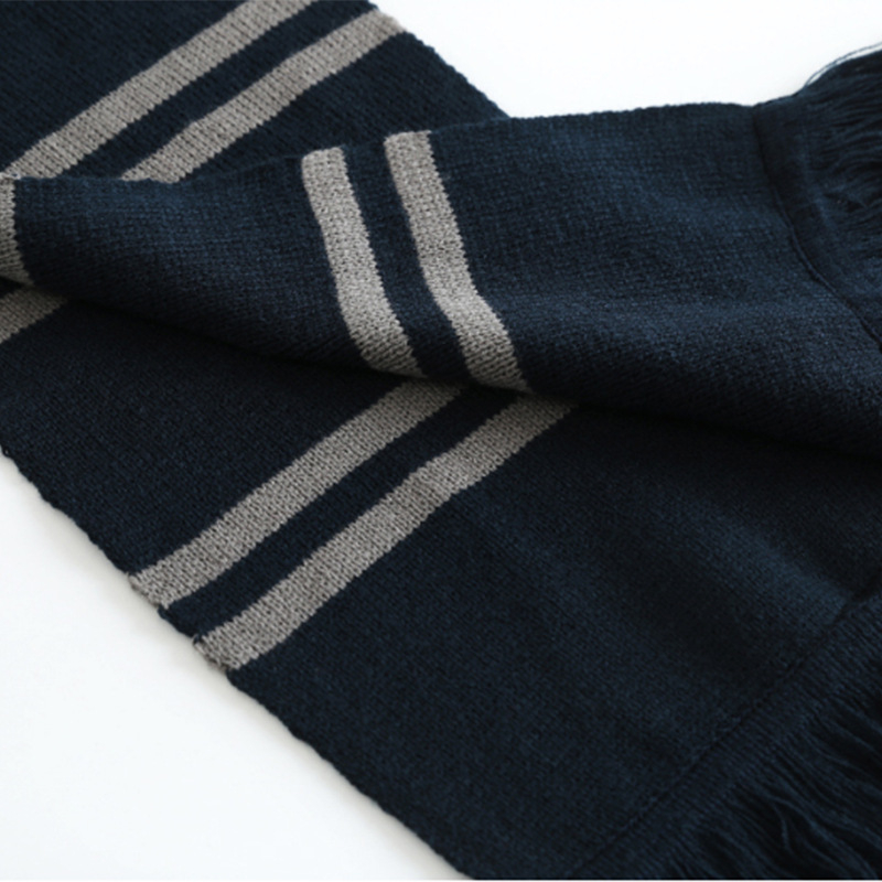 Šal od akrilnih vlakana/umjetne vune, prugasti uzorak, warp pletenje, japansko-korejski stil, zima