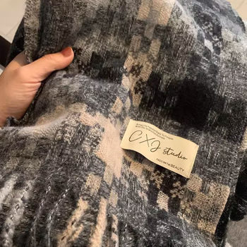 Șal Warp-tricot din poliester, accesoriu cald de iarnă, design minimalist