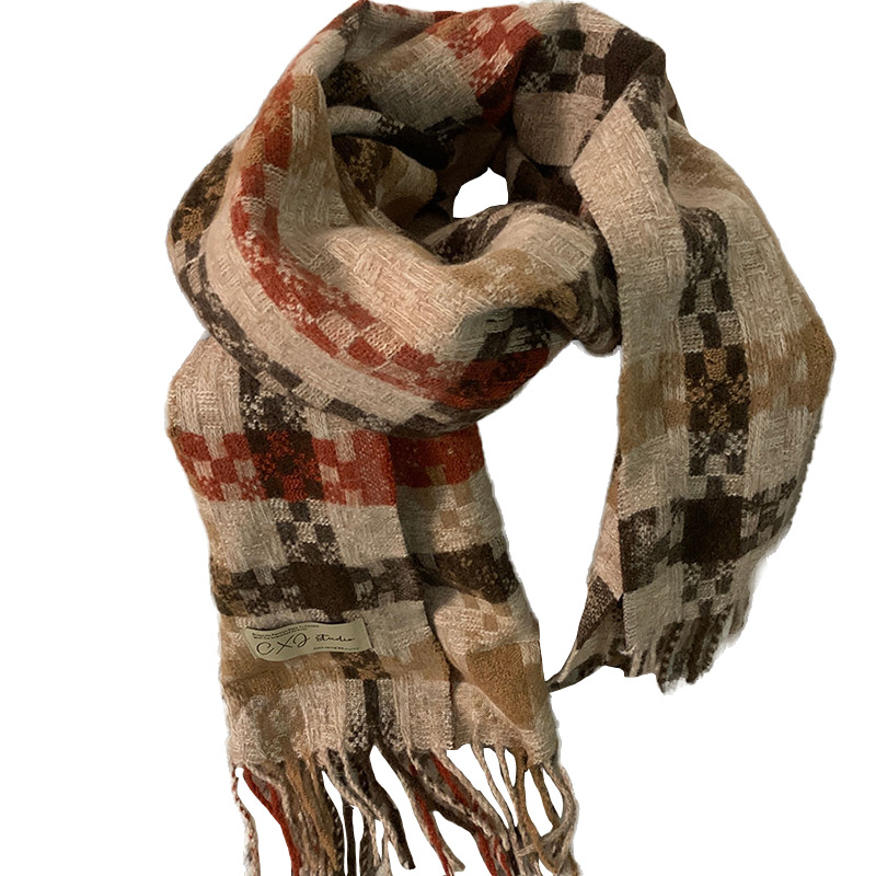 Șal Warp-tricot din poliester, accesoriu cald de iarnă, design minimalist