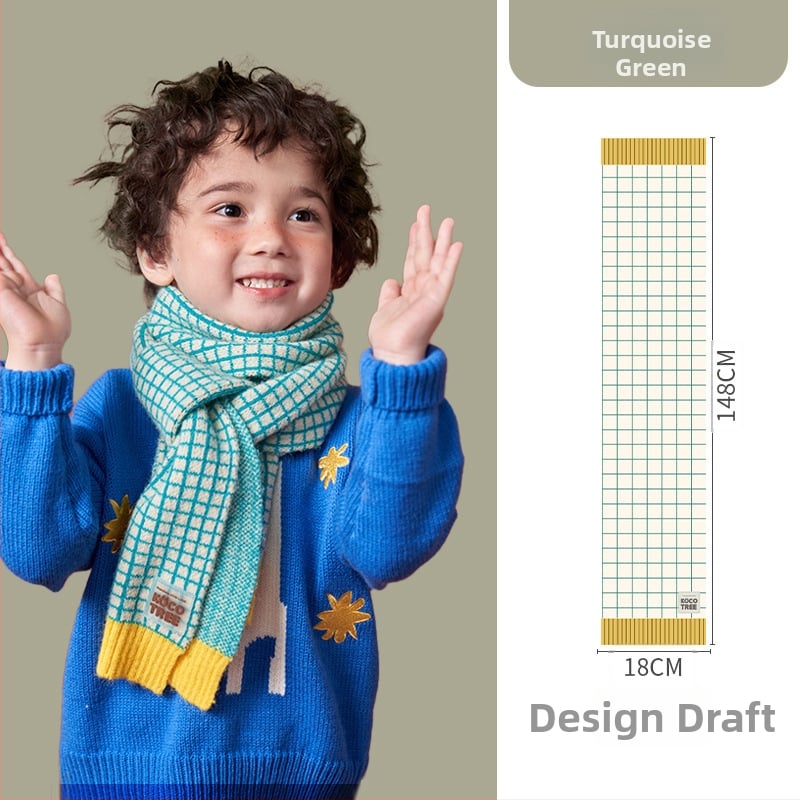 Dječji zimski šal, topao i otporan na vjetar, od viskoze, warp pleteni, umjetnički retro stil