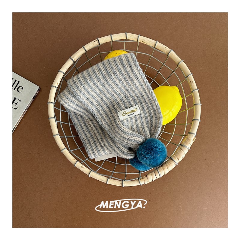 Vaikų žieminis šalikas su dryžių raštu, akrilas, Jacquard audimas, vidutinio ilgio, išlaiko šilumą