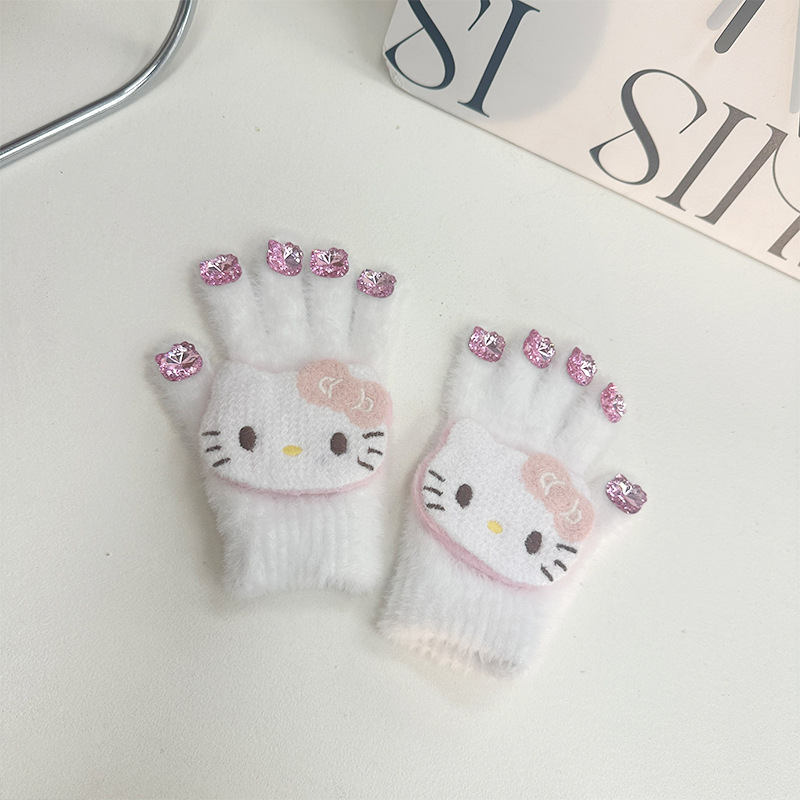 Nova KT Cat dijamantne vunene rukavice za djecu – zaštita od vjetra i tople, pliš rukavice s podijeljenim prstima