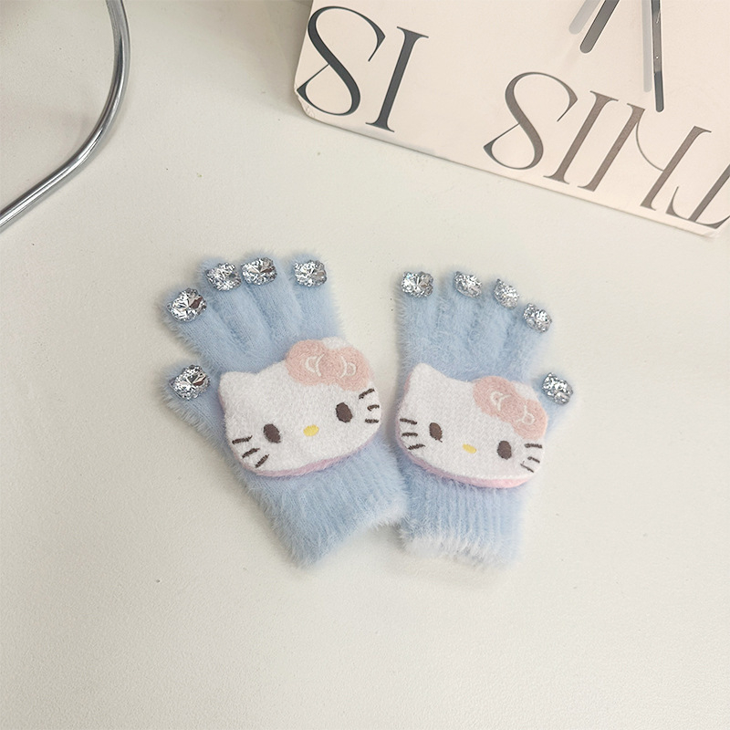 Nova KT Cat dijamantne vunene rukavice za djecu – zaštita od vjetra i tople, pliš rukavice s podijeljenim prstima