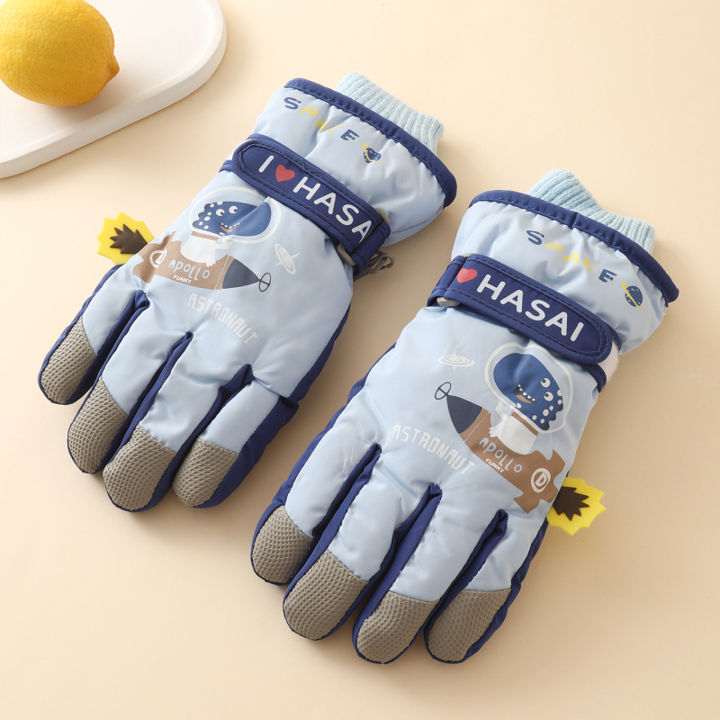 Dječje skijaške rukavice - fleece podstavom, protuklizne, kompatibilne s zaslonom osjetljivim na dodir, s podijeljenim prstima, za uzrast 7–12 godina