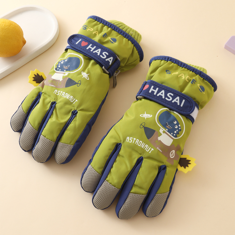 Dječje skijaške rukavice - fleece podstavom, protuklizne, kompatibilne s zaslonom osjetljivim na dodir, s podijeljenim prstima, za uzrast 7–12 godina