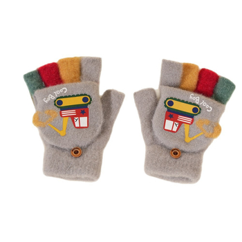 Mănuși pentru copii cu degete parțiale, tricotate, unisex, model desen animat, mențin căldura, potrivite pentru iarnă, primăvară și toamnă