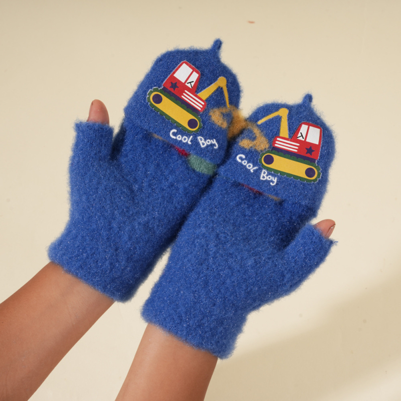 Mănuși pentru copii cu degete parțiale, tricotate, unisex, model desen animat, mențin căldura, potrivite pentru iarnă, primăvară și toamnă