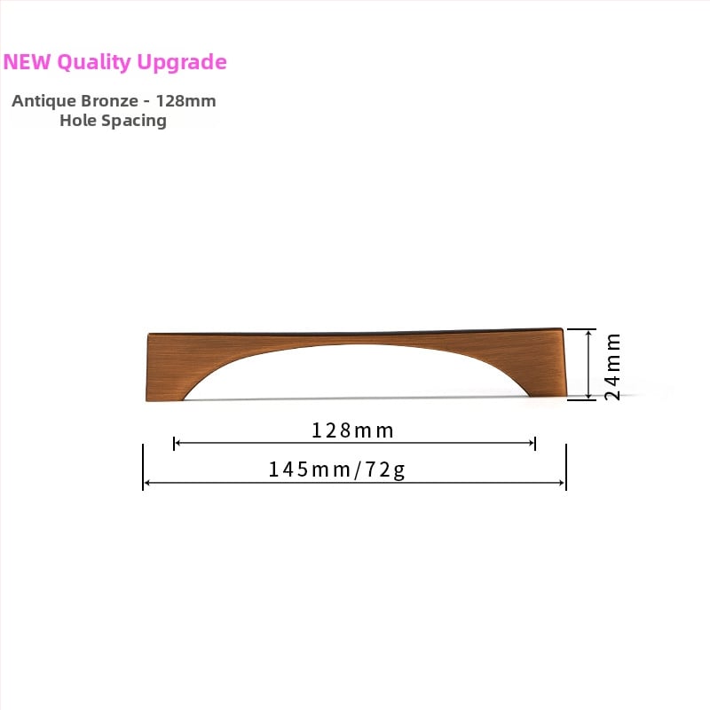 Ziemeļniecisks garderobes un skapja durvju rokturis – mūsdienīgs minimālisma stils, cinka sakausējums, elektroapdullēšana, modelis 96