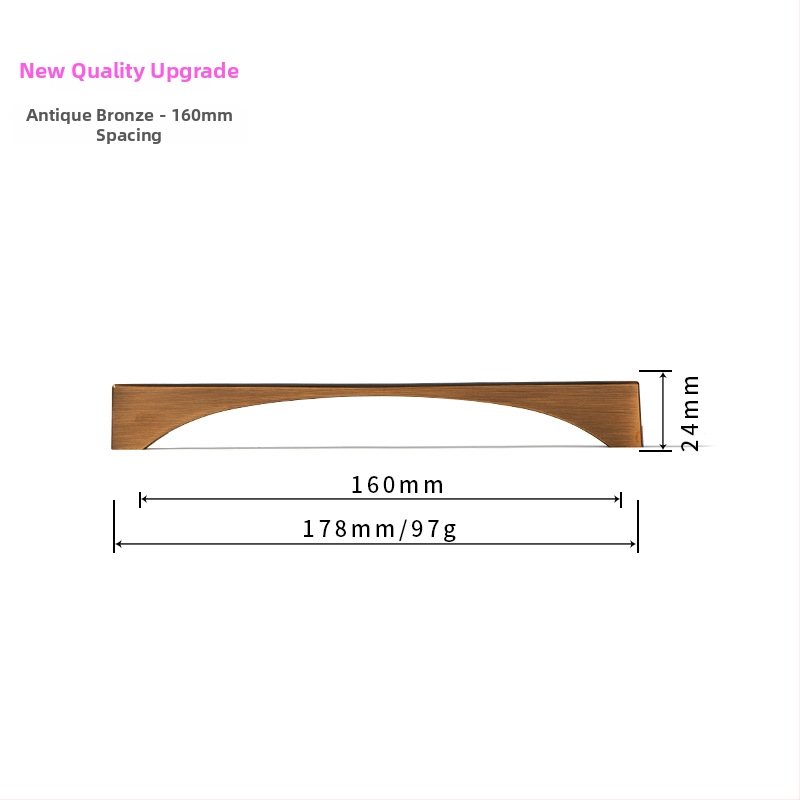 Ziemeļniecisks garderobes un skapja durvju rokturis – mūsdienīgs minimālisma stils, cinka sakausējums, elektroapdullēšana, modelis 96