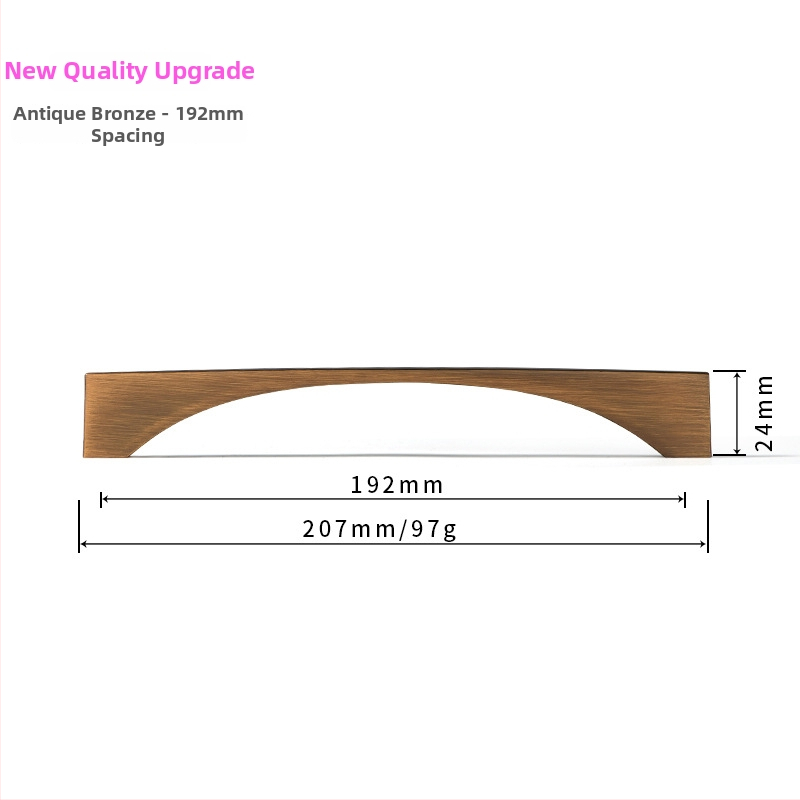 Ziemeļniecisks garderobes un skapja durvju rokturis – mūsdienīgs minimālisma stils, cinka sakausējums, elektroapdullēšana, modelis 96