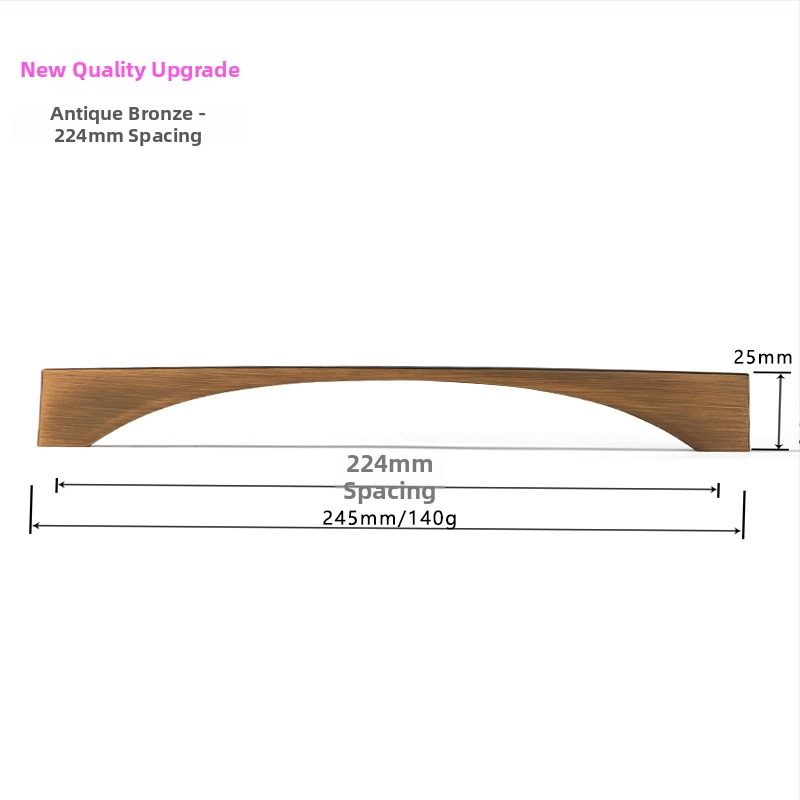 Ziemeļniecisks garderobes un skapja durvju rokturis – mūsdienīgs minimālisma stils, cinka sakausējums, elektroapdullēšana, modelis 96