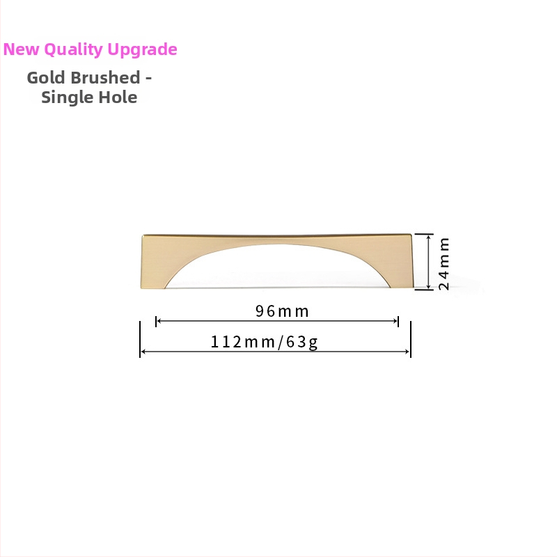 Ziemeļniecisks garderobes un skapja durvju rokturis – mūsdienīgs minimālisma stils, cinka sakausējums, elektroapdullēšana, modelis 96