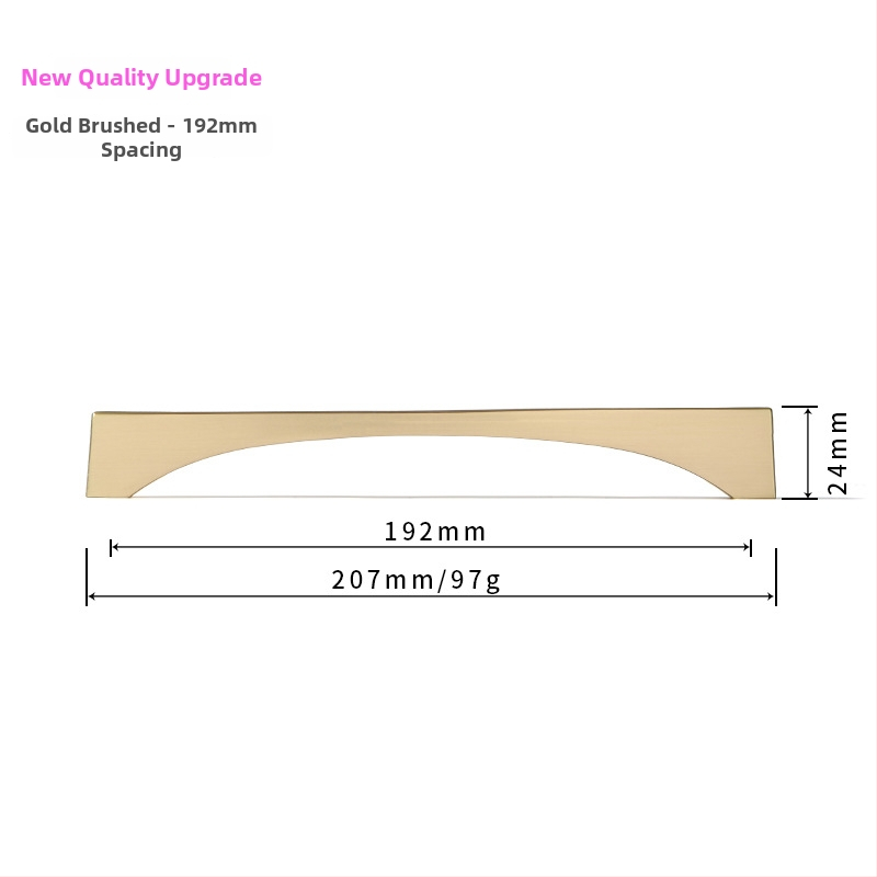 Ziemeļniecisks garderobes un skapja durvju rokturis – mūsdienīgs minimālisma stils, cinka sakausējums, elektroapdullēšana, modelis 96