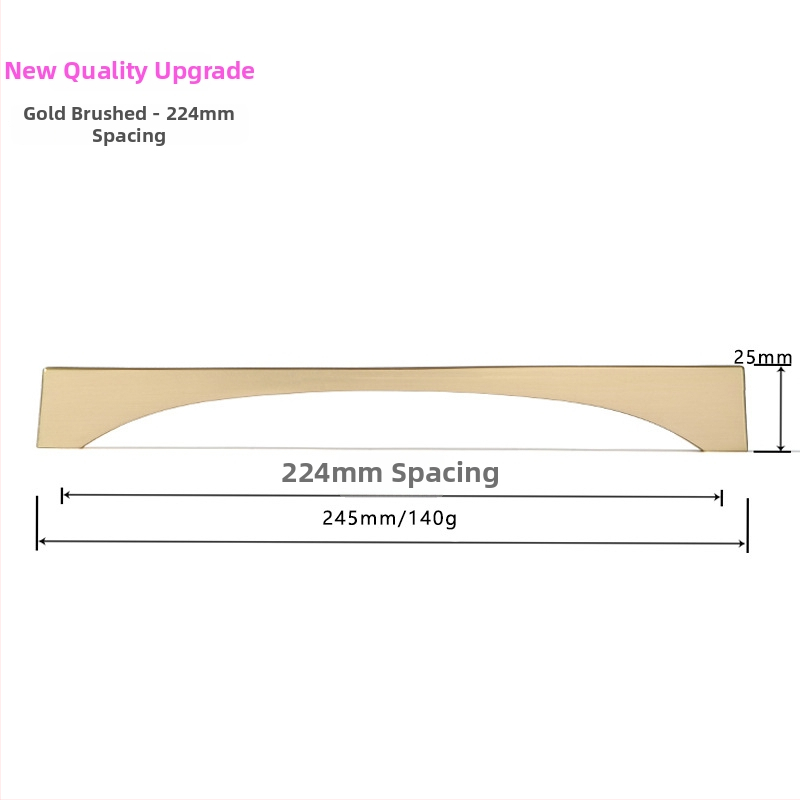 Ziemeļniecisks garderobes un skapja durvju rokturis – mūsdienīgs minimālisma stils, cinka sakausējums, elektroapdullēšana, modelis 96