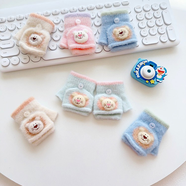 Téli gyerek kesztyűk, uniszex, rajzfilm mintázat, melegen tartják