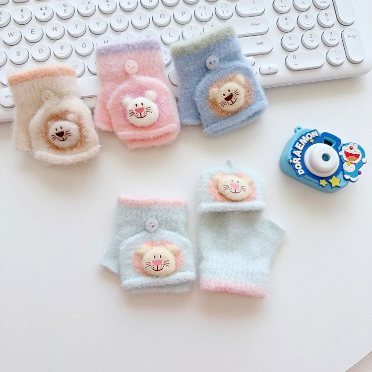 Téli gyerek kesztyűk, uniszex, rajzfilm mintázat, melegen tartják