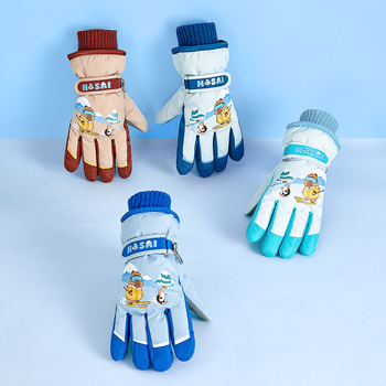 Детски ски ръкавици за зима - водоустойчиви, топли и дебели, с пет пръста, ветроустойчиви за деца 5–12 г.