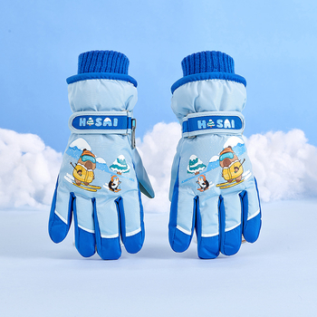 Детски ски ръкавици за зима - водоустойчиви, топли и дебели, с пет пръста, ветроустойчиви за деца 5–12 г.