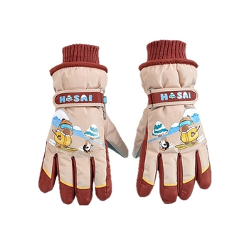 Детски ски ръкавици за зима - водоустойчиви, топли и дебели, с пет пръста, ветроустойчиви за деца 5–12 г.