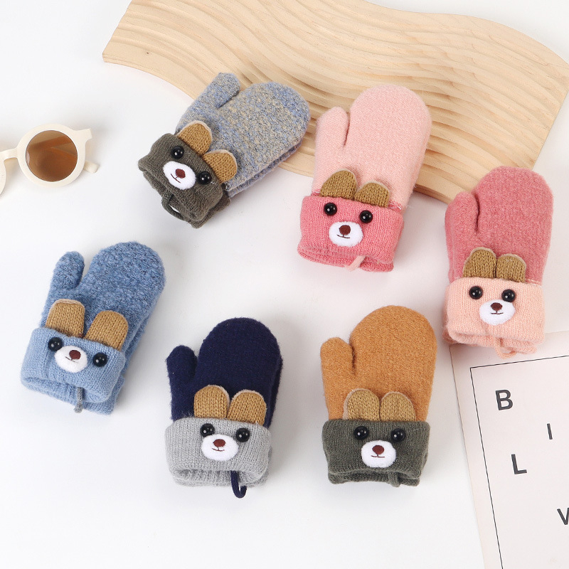 1–3 éveseknek gyapjú kesztyűk, jacquard kötés, melegen tart, őszi-téli