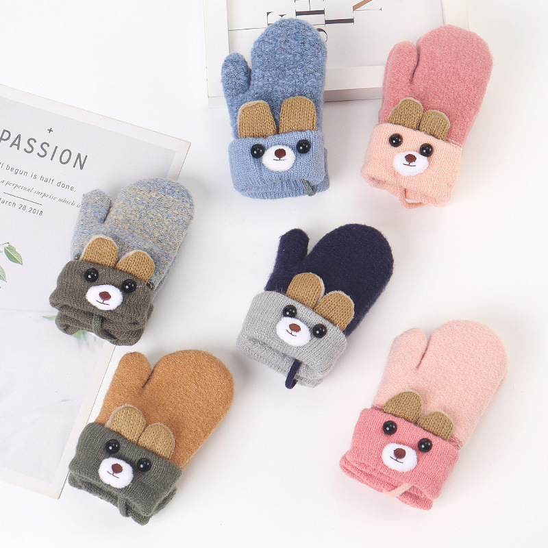 1–3 éveseknek gyapjú kesztyűk, jacquard kötés, melegen tart, őszi-téli