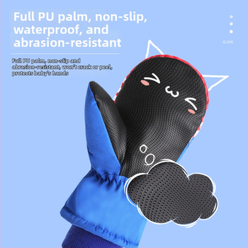Detské zimné lyžiarske rukavice - nepremokavé, fleece podšívka, zosilnené, s karikatúrnym motívom žraloka, unisex, pre vek 1–8 rokov (Zimné; 1–8 rokov; unisex; nepremokavé; fleece podšívka; zosilnené)