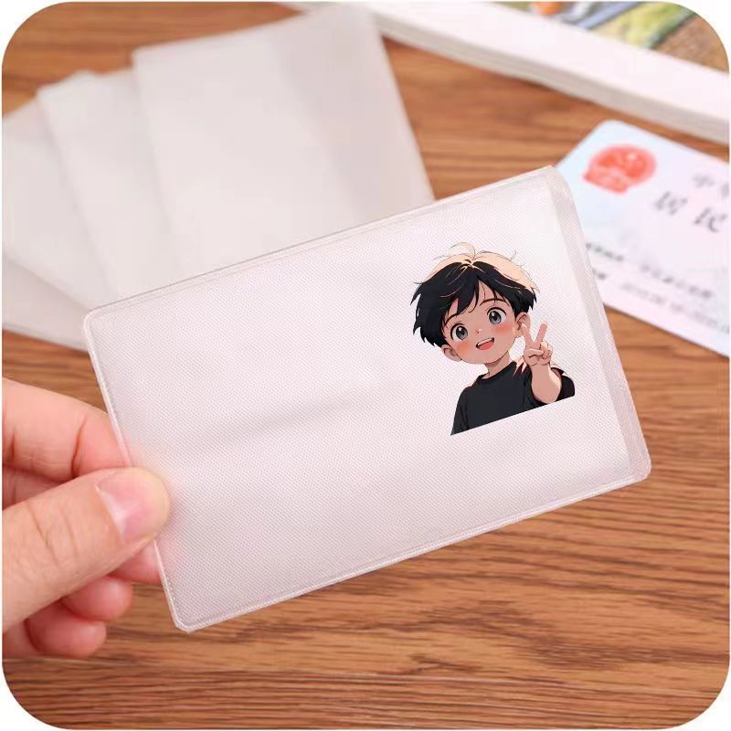 Σετ πλαστικών θηκών καρτών σε στυλ κινούμενων σχεδίων με κάλυψη ιδιωτικότητας, θέμα γλυκός μαθητής