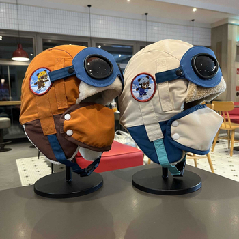 Căciulă Lei Feng pentru copii, design urs, cu protecție împotriva vântului pentru urechi, căptușită cu fleece, formă domă