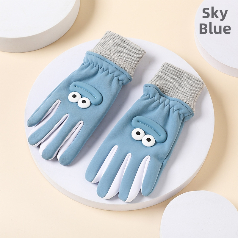 Vaikų nailoniniai žieminiai pirštinės, animacinis piešinys, unisex, šilti, neslidūs, pirštiniai, amžius 6–10, kodas LY