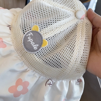 Dječja kapa za sunce s velikim obodom, prozračna mreža, pamukasto-mješoviti materijal, kupolasti oblik, ribarski stil za ljeto