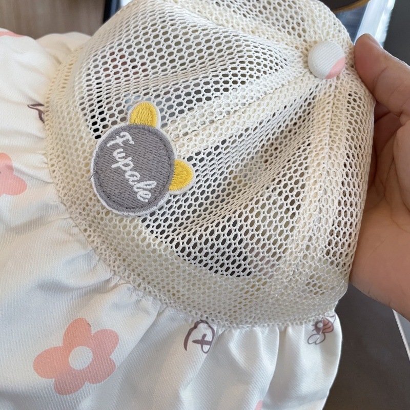 Dječja kapa za sunce s velikim obodom, prozračna mreža, pamukasto-mješoviti materijal, kupolasti oblik, ribarski stil za ljeto