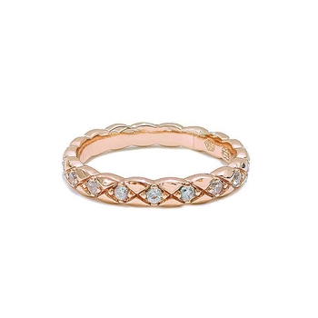 Prsten od legure s pozlaćivanjem 18K, rhombus mrežni dizajn, CNC ugravirano, Seiko završna obrada, unisex