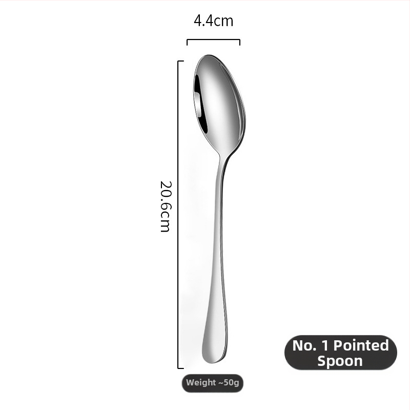 410 nerūdijančio plieno indų rinkinys — peilis, šakutė ir šaukštas, veidrodinis poliravimas, šiuolaikinis minimalistinis stilius