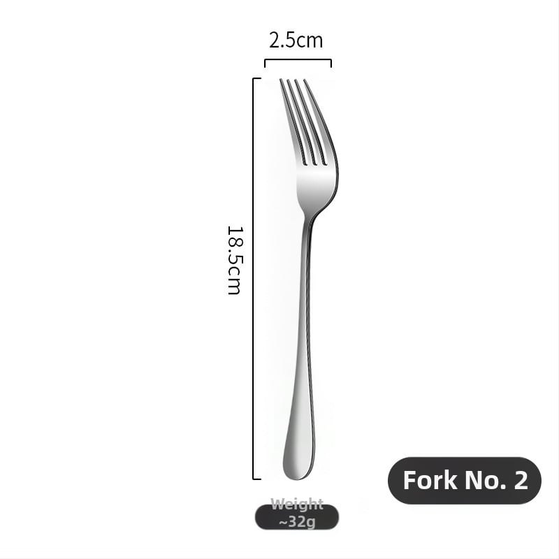 410 nerūdijančio plieno indų rinkinys — peilis, šakutė ir šaukštas, veidrodinis poliravimas, šiuolaikinis minimalistinis stilius