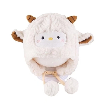 Dječja kapa s kapuljačom – plišani dizajn janje, zaštita za uši, gusta zimska toplina, uzrast 0–2 godine