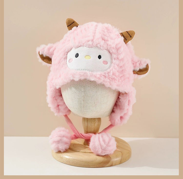 Dječja kapa s kapuljačom – plišani dizajn janje, zaštita za uši, gusta zimska toplina, uzrast 0–2 godine