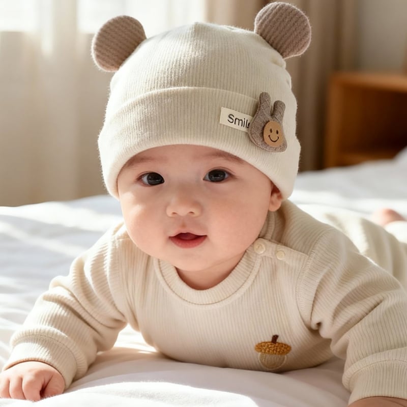 Dječja kapa od pamuka za jesen i zimu, topla i debela, unisex, za dojenčad 0–6 mjeseci