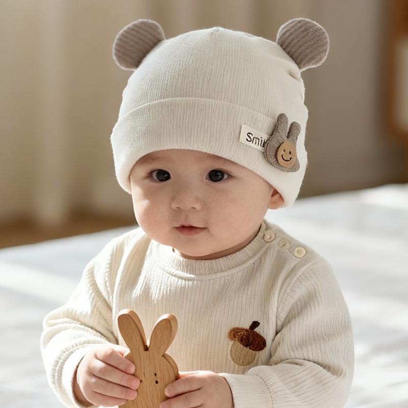 Dječja kapa od pamuka za jesen i zimu, topla i debela, unisex, za dojenčad 0–6 mjeseci