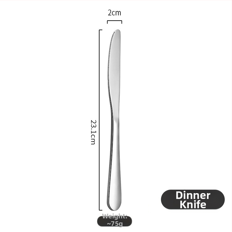 410 nerūdijančiojo plieno peilių, šaukštų ir šakutų rinkinys su veidrodiniu poliravimu — modernus, paprastas stilius.