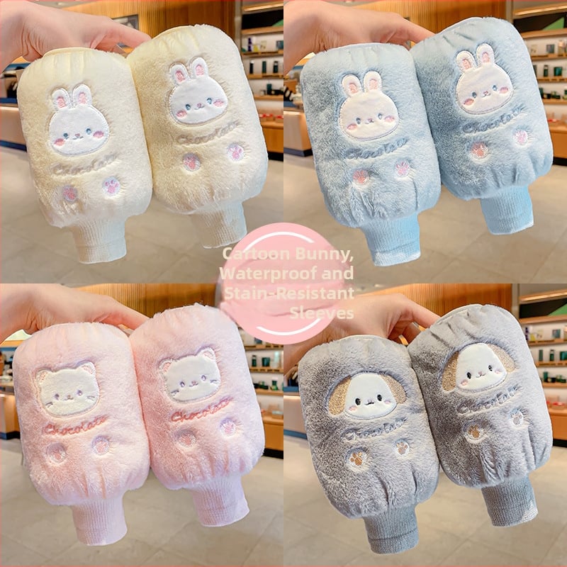 Laste käsivarred - mustusevastased, pehmelised õmmeldud varrukad karikatuursete loomadega (karu, küülik, koer) 1-8 aastat, talv/kevad/sügis