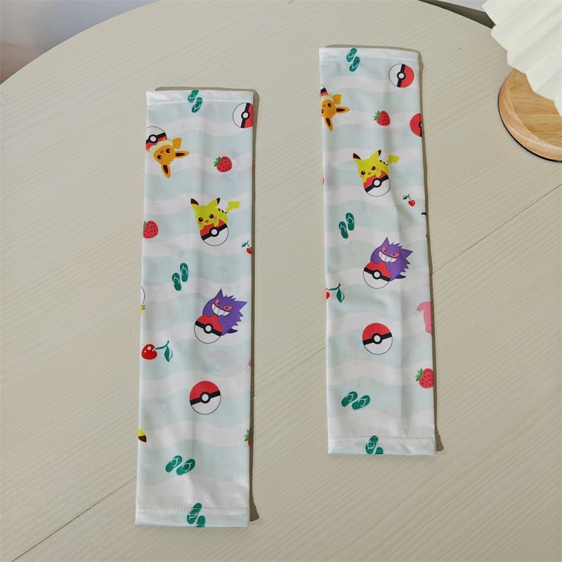 Letné detské UV-odolné návleky na ruky z ice silk, tenké, štýl kreslený, z viac ako 96% nylonu, pre chlapcov aj dievčatá