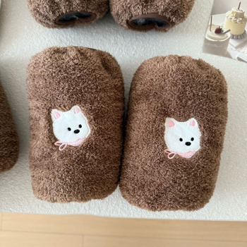 Plišane rukave s likom šteneta za žene, zimske, protiv prljavštine, šivane, od kunićeve dlake