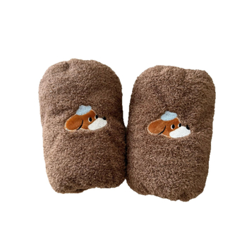 Plišane rukave s likom šteneta za žene, zimske, protiv prljavštine, šivane, od kunićeve dlake