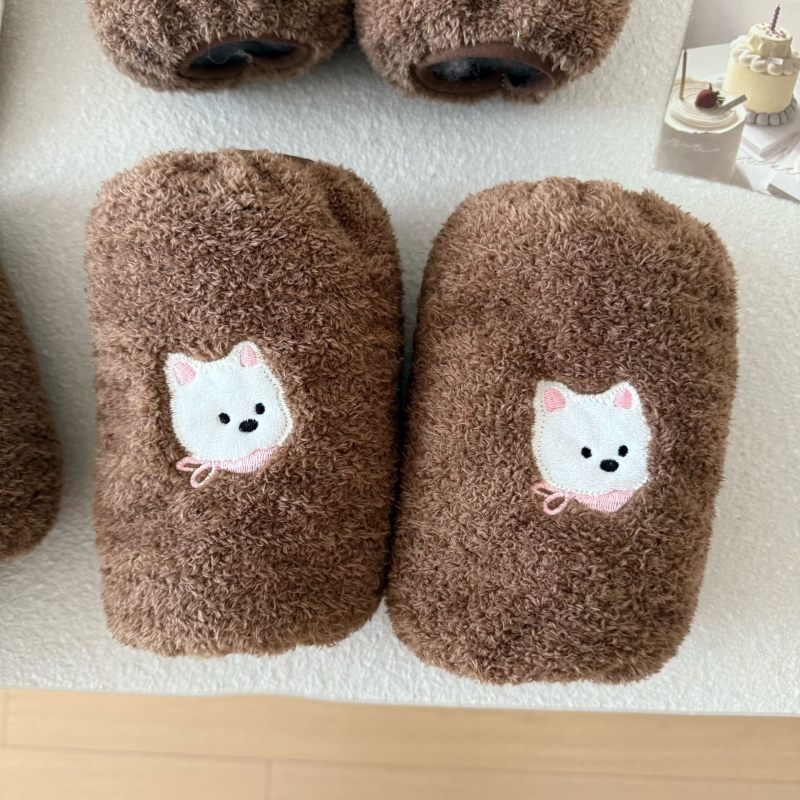 Plišane rukave s likom šteneta za žene, zimske, protiv prljavštine, šivane, od kunićeve dlake